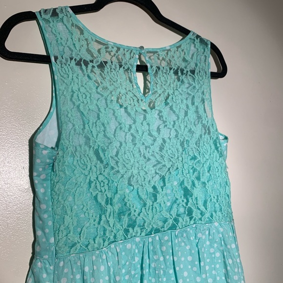 CATO Mint Green Polka Dot Dress 👗 Lace Detailing - Picture 3 of 8